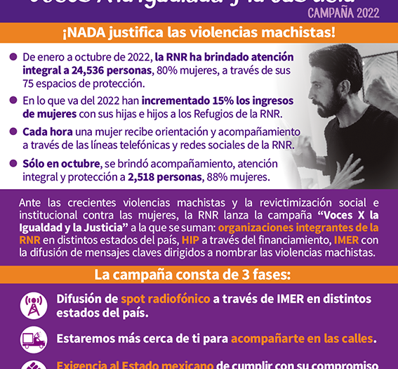 Boletín: “Ante las violencias machistas en México, Campaña “Voces X la igualdad y la justicia 2022”
